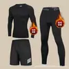 Traje de fitness ajustado para hombre con manga larga y forro polar, top de alta elasticidad de secado rápido para deportes de baloncesto, ropa interior térmica de invierno