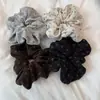 Moda de otoño e invierno: patrón floral de puntos, tela de lana sintética, scrunchie grande, estilo retro coreano, pasador pequeño inspirado en Chanel para coletas, accesorio para el cabello