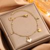 Moda Joker Estilo Dulce Japonés y Coreano Temperamento Acero Titanio Cuentas Diamante Amor Concha Acero Inoxidable Hueco Amor Pulsera