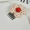 Nova Versão Estilo Coreano de Acessórios de Pente de Cabelo Florais em Formato de Coração, Pente Lateral Doce e Fofo para Topete Alto e Parte de Trás da Cabeça