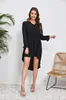 Primavera 2026 Amazon Vestido de Moda para Mujer de Manga Larga, Cuello en V, Espalda con Lazo, Color Sólido Vestido Sirena de Color Sólido