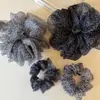 Scrunchie de Tecido com Estampa de Leopardo Oversized Estilo Coreano para Mulheres, Elástico de Cabelo Estilo Preguiçoso, Acessório de Cabelo de Luxo para Meninas