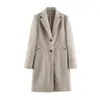 Estilo europeo y americano para mujer 2026 otoño nuevo abrigo de lana con cuello de traje de manga larga, hombros suaves acolchados 3046331