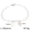 Pulsera Cuadrada de Moda con Letras Inglesas (26), Cadena Sencilla Tipo Clip Estilo Ins, Bola Redonda, Acero de Titanio Chapado en Oro de 18K