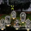 Placa de Jardim para Halloween Outdoor Gramado Figura de Terror Brilhante Lápide Sinal de Halloween Decoração de Quintal de Casa