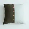 Almofada de Lançar Patchwork Listrado Botão Estilo Floresta Algodão Linho Nórdico Almofada Lombar de Escritório Fronha Atacado