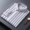 Camisa de manga larga para hombre nueva de primavera, moda juvenil coreana, casual de negocios, ajustada, a rayas, estampada, para hombre