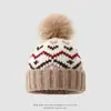 Gorro de lana para niños de comercio exterior, gorro de punto jacquard estilo americano transfronterizo, gorro pullover protector de orejas estilo coreano para niños mayores, cálido para niños