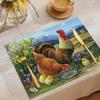 Estilo de fazenda transfronteiriço Padrão de galo Placemat Vintage Decoração de girassol Restaurante Casa Linho Tapete de mesa Tapete de isolamento térmico