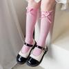 Meias de Renda para Meninas, Estilo Japonês Fofo, Laço Doce, Meias Brancas Infantis de Cano Médio, Meias de Cano Alto Lolita
