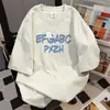 Camiseta de Manga Corta con Estampado de Letras Graffiti, Diseño de Nicho Holgado Estilo Coreano, Marca de Moda Versátil Casual para Mujer, Top de Cuello Redondo