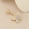 Anillo para ombligo de mariposa estilo europeo y americano con microdiamantes, piercing corporal creativo, sexy, moda, clavo para ombligo, hebilla exquisita para ombligo