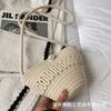 Bolsa Tejida de Cuerda de Algodón 2024 con Hebilla de Perla, Bolso Cruzado, Bolso de Paja Hueco, Bolso de Playa, Bolso Cilíndrico Tipo Cubo