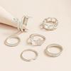 Anillo Hip Hop Estilo Frío Europeo y Americano Juego de Seis Piezas Personalizado Anillo Celebridad de Internet Anillo de Dedo Cadena Irregular Rosa para Mujer