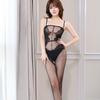 Sexy Underwear Mulheres bonito Home Meias de seda para comércio exterior Preto Strap roupas mortas com virilha aberta mão rasgável pijamas