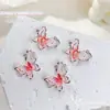 Famosos en Internet adornos para uñas de mariposa de doble capa, tridimensionales, incrustados con diamantes, láser inteligente, color hielo transparente, mariposa, decoración de uñas DIY