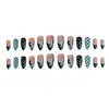 Wm-371 Uñas Postizas de Lunares Negro Estrella Almendra Azul Denim Negro Estrella Francesa 24 Piezas Puntas de Uña Usables Venta al por Mayor