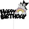 Topo de Bolo Kuromi Transfronteiriço Desenho Animado Nuvens Arco-Íris Festa de Aniversário Infantil Suprimentos Inserções de Bolo