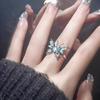Anillo Abierto de Esmalte Gota de Aceite Mariposa Azul Nicho Diseño Estilo Chica Dulce y Caliente Personalizado Moderno y Versátil