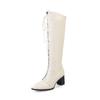 Botas de Caballero de Caña Alta para Mujer, Botas de Mujer con Cordones de Tacón Alto Talla Grande, Tallas 40-48, Zapatos de Otoño e Invierno Z6-1, Estilo Europeo y Americano