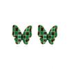 Brincos de borboleta retrô europeus e americanos verde escuro femininos metal gota de óleo moda criativa xadrez brincos fábrica atacado