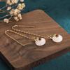 Aretes Largos Yanfeng de Palacio Vintage de Moda Nacional Borla Hoja de Arce Línea de Oreja Método Antiguo Oro Hetian Jade Hebilla Ping An Aretes de Pin para Oreja