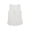 Blusa de Design Estilo Francês Wanwei para Mulheres Verão 2026 Nova Regata Sem Mangas com Laço Frontal Decote V Plissada 0049