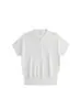 Camisa Polo Blanca Sencilla de Hombros Caídos, Camiseta de Punto de Manga Corta para Mujer, Estilo Veraniego, Ropa de Trabajo Elegante, Camisa Corta Retro Francesa