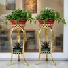 Soporte de flores de hierro forjado, estilo europeo, de pie, estante para macetas de interior de varios niveles para sala de estar y balcón, adecuado para plantas en maceta como plantas araña y plantas en maceta.