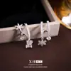 Pendientes Asimétricos de Zirconia Galaxia Bañados en Oro Real Pendientes Geométricos de Alta Gama de Nicho Francés Pendientes Elegantes Elegantes