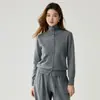 Otoño e Invierno Nuevo Estilo Cuello Alto Botón Negro Múltiples Botones Suave Cachemira Tejido Cárdigan Abrigo para Mujer Color Sólido Cuello Libre