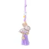 Brocado de Canción con Conejo de Aleación Bordado por Ambos Lados, Cuerda de Mano con Colgante de Conejo, Adorno Portátil Elegante de Conejo de Jade, Regalo Auspicioso Hecho a Mano