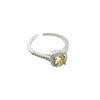 Anel Feminino Quadrado Diamante Verde Oliva Retrô Francês Prata Esterlina S925 Estilo Corte Rai Diamante Zircônia Brilhante Anel de Dedo Empilhável