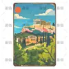 Letrero de Lata Decorativo de Paisajes de Viajes Retro Europeos y Americanos Transfronterizos, Letreros Metálicos de Monumentos de Ciudades Antiguas Famosas de Varios Países
