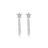 [Twinkling Milky River] Pendientes de borla con estrella de cinco puntas y diamantes para mujer, ligeros, elegantes, de alta gama, para uso diario.
