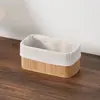 Cesta de almacenamiento tejida de bambú para escritorio para artículos misceláneos del hogar, caja de almacenamiento cosmético tejida a mano, gran capacidad