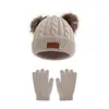 Amazon Transfronterizo Gorro de Punto para Niños Otoño e Invierno Set de Dos Piezas Gorro de Lana Gorro con Pompón Gorro Engrosado Cálido a Prueba de Viento