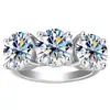 Fornecimento Transfronteiriço Anel Feminino de Prata Esterlina S925 com Três Pedras de Moissanita Anel de Ovo de Pombo de Diamante de Moissanita de Luxo de Alta Qualidade Venda por Atacado