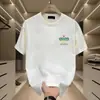 Camiseta Masculina Tendência de Luxo Manga Curta Verão 2025 Novo Estilo Ins Solta Fina Gola Redonda Algodão Puro Top Fresco Tee