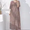 Estilo Nuevo 2026 Estilo Nacional Bata de Noche para Mujer, Verano Elegante y de Alta Gama Algodón Seda Ropa de Dormir, Nuevo Estilo Chino Vestido Largo de Algodón Seda para Vacaciones en la Costa