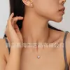 Design Brincos de Cristal de Alta Qualidade, 4 Colares Clavícula com Zircônia, Colar de Luxo Leve, Conjunto de Joias com Pingente de Diamante Brilhante Estilo Coreano Ins