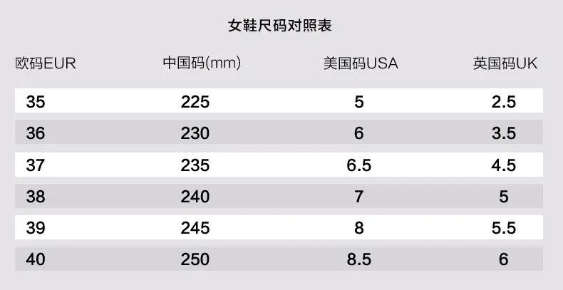 尺码表