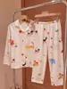 Pijama lindo y juguetón con estampado de animales para mujer, nuevo estilo primavera y otoño, conjunto holgado de manga larga y pantalón largo para el hogar, se puede usar afuera