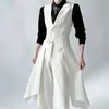 Chaleco traje blanco de manga larga para hombre y mujer, corte ajustado, entallado a la cintura, con solapa de pico y cola de golondrina, adecuado para uniformes y ropa de actuación.