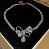 Collar Gargantilla de Lazo de Circonita de Lujo Ligero Gota de Agua Dulce Celebridad Cibernética Alto Elegante Elegante Collar Clavícula para Suéter