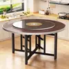Mesa de Comedor de Madera Maciza Redonda Mesa Redonda Grande para Hogar Apartamento Pequeño Mesa de Comedor Mesa Redonda Giratoria Tablero Redondo Plegable