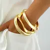 Joias Europeias e Americanas Design Ins Geométrico Brilhante Dourado Pulseira Fashion Simples Metal Exagerada Pulseira Pulseira