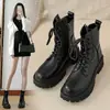Botas Martin de cuero suave estilo británico con suela gruesa para mujer, nuevo estilo otoño e invierno 2025, botines forrados de felpa, botas de nieve casuales para personas menudas