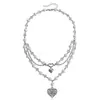 Cadena de Suéter de Perlas al por Mayor Cadena Cruzada Transfronteriza Europea y Americana Collar Punk Multicapa Lujo Ligero Nicho Cadena para Clavícula para Mujeres
