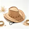 Sombrero de Vaquero Occidental Retro para Mujer, Primavera/Verano, Costura Única, Sombrero de Sol de Ala Ancha para Hombre, Sombrero para Senderismo y Montañismo al Aire Libre